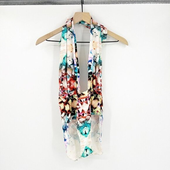6 Shore Road by Pooja Multi Halter Tie One Piece Bathing Suit Swim XS Resort - Picture 4 of 7